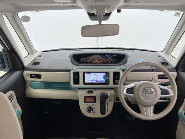 ダイハツ ムーヴ キャンバス G メイクアップ リミテッド　SAⅢ 千葉県 2019(令1)年 5.1万km パールホワイトⅢ/ファインミントメタリック 2トーン スマートアシストIII/　衝突回避支援ブレーキ機能/　衝突警報機能（対車両・対歩行者/　車線逸脱警報機能/　誤発進抑制制御機能/　先行車発進お知らせ機能/　コーナーセンサー/　オートハイビーム/純正SDメモリナビ/フルセグTV BT CD USB DVD/全方位カメラ/両側パワースライドドア/ETC/LEDヘッドライト/オートライト/プッシュスタート/スマートキー