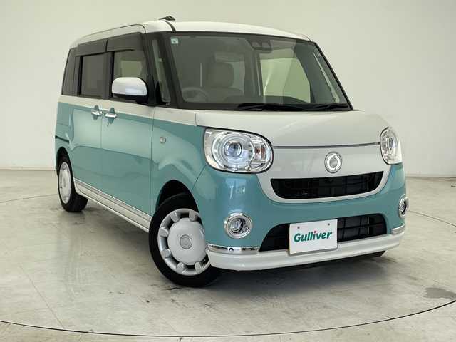 ダイハツ ムーヴ キャンバス G メイクアップ リミテッド　SAⅢ 千葉県 2019(令1)年 5.1万km パールホワイトⅢ/ファインミントメタリック 2トーン スマートアシストIII/　衝突回避支援ブレーキ機能/　衝突警報機能（対車両・対歩行者/　車線逸脱警報機能/　誤発進抑制制御機能/　先行車発進お知らせ機能/　コーナーセンサー/　オートハイビーム/純正SDメモリナビ/フルセグTV BT CD USB DVD/全方位カメラ/両側パワースライドドア/ETC/LEDヘッドライト/オートライト/プッシュスタート/スマートキー