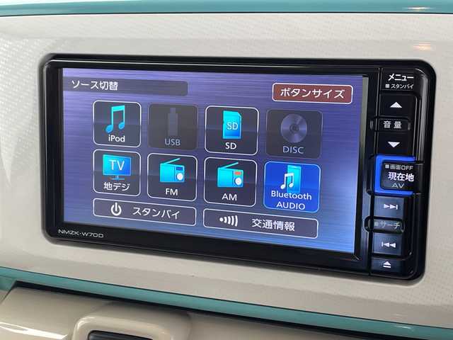 ダイハツ ムーヴ キャンバス G メイクアップ リミテッド　SAⅢ 千葉県 2019(令1)年 5.1万km パールホワイトⅢ/ファインミントメタリック 2トーン スマートアシストIII/　衝突回避支援ブレーキ機能/　衝突警報機能（対車両・対歩行者/　車線逸脱警報機能/　誤発進抑制制御機能/　先行車発進お知らせ機能/　コーナーセンサー/　オートハイビーム/純正SDメモリナビ/フルセグTV BT CD USB DVD/全方位カメラ/両側パワースライドドア/ETC/LEDヘッドライト/オートライト/プッシュスタート/スマートキー