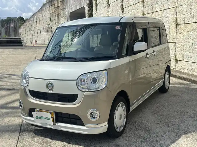 ダイハツ ムーヴ キャンバス G メイクアップ SA Ⅲ 長崎県 2018(平30)年 6万km パールホワイトⅢ/ナチュラルベージュマイカメタリック 2トーン 純正ディスプレイオーディオ/（CD/DVD/BT）/バックカメラ/衝突軽減ブレーキ/両側パワースライドドア/シートカバー/スマートキー/プッシュスタート/オートライト