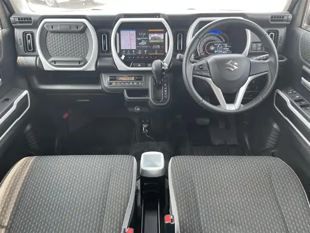 スズキ ハスラー HYBRID X 岡山県 2021(令3)年 4.4万km ブルーイッシュブラックパール3 登録時走行距離 44051km/禁煙車/純正メモリナビ/　【CD/DVD/Bluetooth/フルセグTV/】/全方位カメラ/衝突被害軽減システム（デュアルカメラブレーキサポート）/車線逸脱警報（レーンキープアシスト）/コーナーセンサー/ドライブレコーダー/ビルトインETC/シートヒーター（D・N席）/革巻きステアリング/ステアリングスイッチ/純正LEDヘッドライト/LEDフォグライト/オートライト/プッシュスタート/スマートキー/アイドリングストップ/純正アルミホイール 15インチ/ドアバイザー/ウインカーミラー/電動格納ミラー/純正フロアマット/プライバシーガラス/横滑防止装置/盗難防止装置