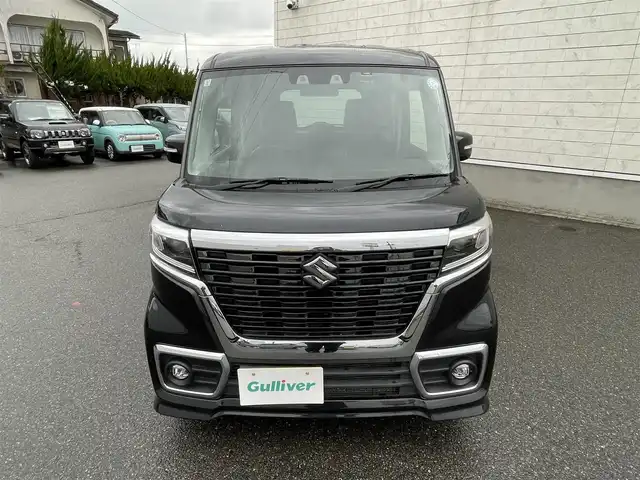 スズキ スペーシア カスタム HYBRID GS 山形県 2021(令3)年 13万km ブルーイッシュブラックパール3 社外メモリーナビ/・ワンセグTV/AM/FM/CD/DVD/Bluetooth/4WD/衝突被害軽減システム/バックカメラ/左側パワースライドドア/前側ドライブレコーダー/追従式クルーズコントロール/レーンキープアシスト/全席ヒートシーター/アイドリングストップ/横滑り防止装置/オートライト/LEDヘッドライト/スマートキー/プッシュスタート/冬タイヤ積載