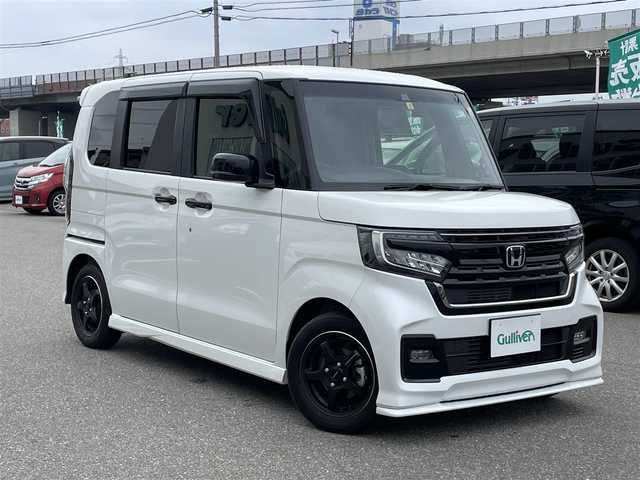 ホンダ Ｎ ＢＯＸ カスタム L 石川県 2023(令5)年 1.4万km プラチナホワイトパール ワンオーナー/純正8型ナビ/CD/DVD/フルセグTV/バックカメラ/両側パワースライドドア/LEDヘッドライト/ETC/シートヒーター/ドライブレコーダー/ホンダセンシング/レーダークルーズ/社外アルミホイール/無限スポイラー/保証書