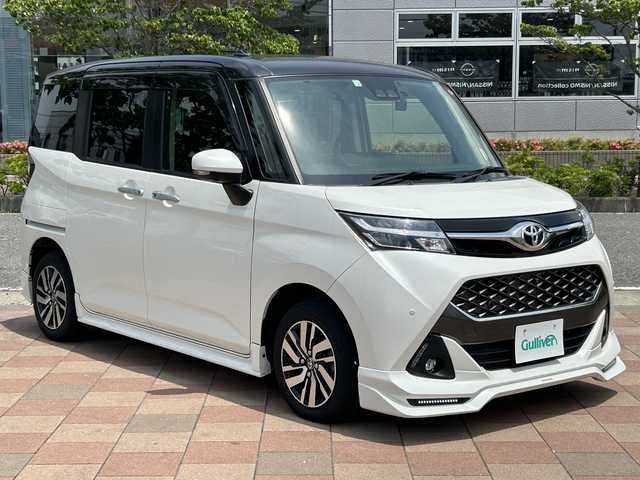トヨタ タンク カスタムG 福島県 2020(令2)年 3.4万km ブラックマイカメタリック/パールホワイト2トーン TRDエアロ/社外9inメモリナビ/　【フルセグ/CD/DVD/SD/USB/BT】/バックカメラ/全周囲カメラ/ステアリングスイッチ/クルーズコントロール/両側パワースライドドア/LEDヘッドライト（AUTO機能付き）/フォグランプ/オートマチックハイビーム/パーキングアシスト/レーンキープアシスト/コーナーセンサー/アイドリングストップ/横滑り防止機能/衝突軽減システム/純正フロアマット/純正ドアバイザー/リアサンシェード