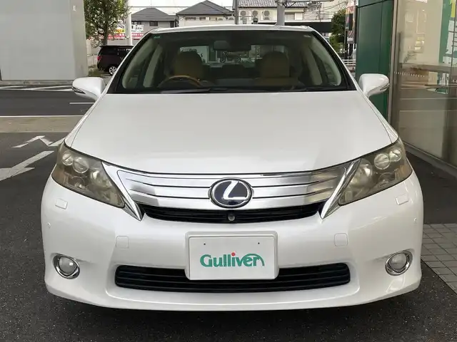 レクサス ＨＳ 250h バージョンI 愛知県 2010(平22)年 10.9万km ホワイトパールクリスタルシャイン 純正HDDナビ/・DVD／MD／MS／地デジTV/バックカメラ/ワイドビューフロントモニター/茶革シート/前席シートヒーター/シートベンチレーション/前席メモリ付パワーシート/クルーズコントロール/ウッドコンビステアリング/本木目パネル/電動リアサンシェード/ススマートキ×２＆カードキー/純正17インチAW/サイド＋カーテンエアバッグ