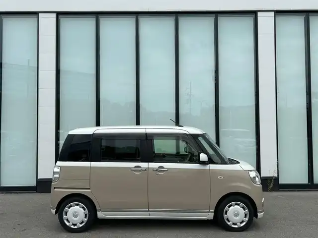 ダイハツ ムーヴ キャンバス X メイクアップ リミテッド SAⅢ 大阪府 2020(令2)年 1.6万km パールホワイトⅢ/ナチュラルベージュマイカメタリック 2トーン スマートアシスト/社外ナビ　/   TV/CD/DVD/Bluetooth/USB/全方位モニター　　 /リアコーナーセンサー　/両側パワースライドドア　/アイドリングストップ　/前後ドライブレコーダー　/プッシュスタート　/スマートキー