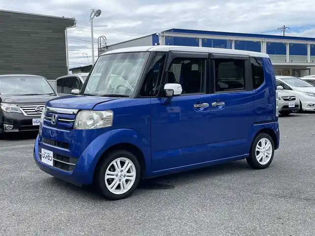 ホンダ Ｎ ＢＯＸ G Lパッケージ 山形県 2015(平27)年 8.7万km ブリリアントスポーティブルーメタリック2トーン (株)IDOMが運営する【じしゃロン山形店】の自社ローン専用車両になります。/こちらは現金またはオートローンご利用時の価格です。/自社ローンご希望の方は別途その旨お申付け下さい。/stradaナビ/（TV/FM/AM/CD/BT）/バックカメラ/ETC/片側パワースライドドア/横滑り防止機能/電動格納ミラー/ISOFIX