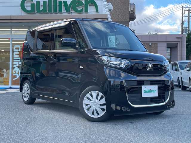 三菱 ｅＫスペース G 大阪府 2023(令5)年 0.9万km アメジストブラック 社外ナビ(AM・FM/Bluetooth/CD/ワンセグTV)/バックカメラ/片側パワースライドドア/ハンズフリーオートスライドドア/シートヒーター(運転席・助手席)/前ドライブレコーダー/ETC/コーナーセンサー/サーキュレーター/キーレスオペレーション/プッシュスタート/衝突被害軽減ブレーキシステム/車線逸脱警報システム/オートマチックハイビーム