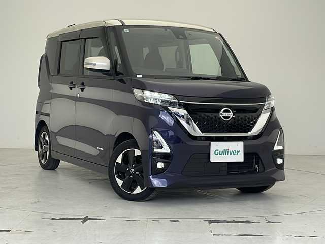 日産 ルークス ハイウェイスター X 沖縄県 2021(令3)年 5.8万km パープルⅡ 純正９型ナビ（MM321D-L）/　(フルセグTV　DVD　ブルーレイ　Bluetooth　SD)/アラウンドビューモニター　/両側パワースライドドア　/ＬＥＤヘッドライト　/ドライブレコーダー　/アイドリングストップ　/プッシュスタート　/スマートキー　/スペアキー/ＥＴＣ/前後コーナーセンサー/衝突軽減ブレーキ