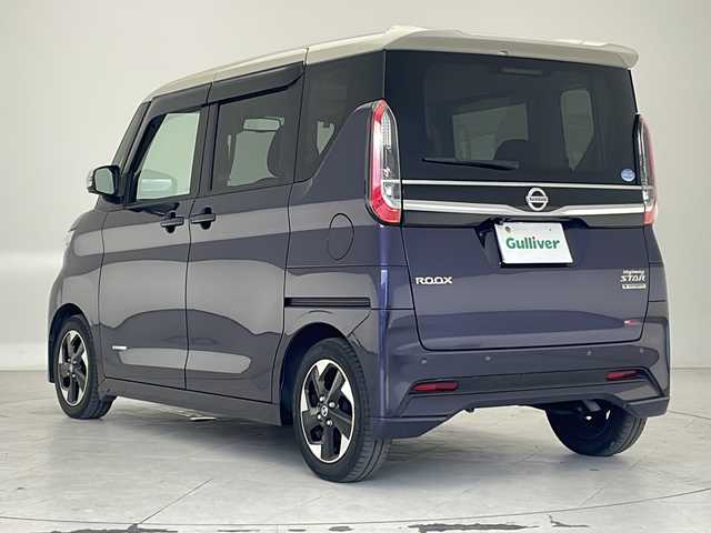 日産 ルークス ハイウェイスター X 沖縄県 2021(令3)年 5.8万km パープルⅡ 純正９型ナビ（MM321D-L）/　(フルセグTV　DVD　ブルーレイ　Bluetooth　SD)/アラウンドビューモニター　/両側パワースライドドア　/ＬＥＤヘッドライト　/ドライブレコーダー　/アイドリングストップ　/プッシュスタート　/スマートキー　/スペアキー/ＥＴＣ/前後コーナーセンサー/衝突軽減ブレーキ