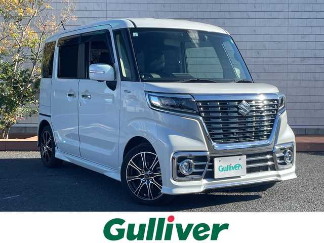 スズキ スペーシア カスタム HYBRID XS ターボ 茨城県 2019(平31)年 2.5万km ピュアホワイトP 純正ナビ　/-BT/TV/AM/衝突軽減システム　/両側パワースライドドア　/全方位カメラ　/ＥＴＣ２．０　/クルーズコントロール　/ＬＥＤヘッドライト　/パドルシフト　/シートヒーター　/ドライブレコーダー　/アイドリングストップ