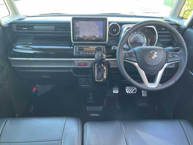 スズキ スペーシア カスタム HYBRID XS ターボ 茨城県 2019(平31)年 2.5万km ピュアホワイトP 純正ナビ　/-BT/TV/AM/衝突軽減システム　/両側パワースライドドア　/全方位カメラ　/ＥＴＣ２．０　/クルーズコントロール　/ＬＥＤヘッドライト　/パドルシフト　/シートヒーター　/ドライブレコーダー　/アイドリングストップ