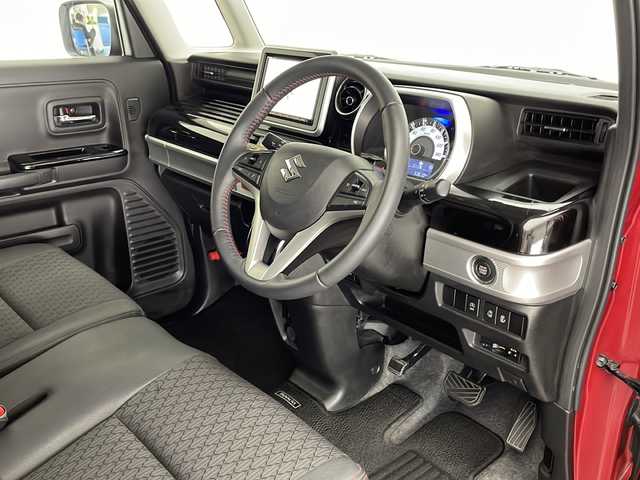 スズキ スペーシア カスタム HYBRID XS ターボ 宮崎県 2019(平31)年 5.4万km フェニックスレッドパール/ブルーイッシュブラックパール 禁煙車/衝突被害軽減ブレーキ/純正8型ナビＴＶ/（Panasonic/CN-RZ843/CD/DVD/Bluetooth/フルセグTV)/純正ドライブレコーダー/純正ビルトインETC/純正LEDオートライト/純正LEDフォグ/純正15インチアルミ/純正エアロ/純正ルーフエンドスポイラー/純正フロアマット/全方位モニター/両側電動スライドドア/クルーズコントロール/ヘッドアップディスプレイ/クリアランスソナー/レーンディパーチャーアラート/ウインカードアミラー/ハーフレザーシート/シートヒーター/オートエアコン/パドルシフト/スマートキー/プッシュエンジンスタート/新車時保証書/取扱い説明書