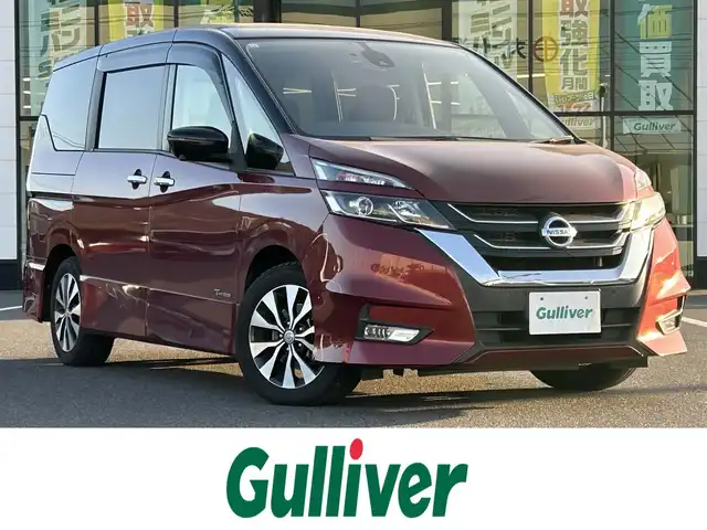 日産 セレナ ハイウェイスター Vセレクション 岡山県 2017(平29)年 7.7万km マルーンレッド 2トーン 登録時走行距離76862km/純正10インチナビ/フルセグTV(AM/FM/CD/DVD/Bluetooth)/純正11インチフリップダウンモニター/両側パワースライドドア/ハンズフリーパワースライドドア/アラウンドビューモニター/ビルトインETC/ドライブレコーダー/インテリジェントパーキングアシスト/クルーズコントロール/クリアランスソナー/衝突軽減ブレーキ/横滑り防止装置/オートライト/アイドリングストップ/16インチ純正AW/純正フロアマット