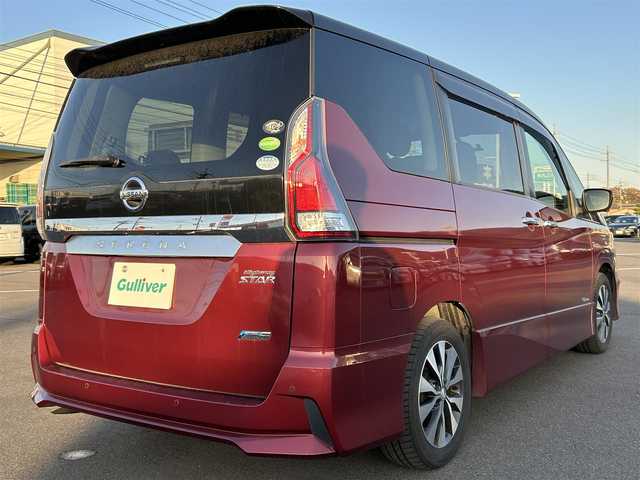 日産 セレナ ハイウェイスター Vセレクション 岡山県 2017(平29)年 7.7万km マルーンレッド 2トーン 登録時走行距離76862km/純正10インチナビ/フルセグTV(AM/FM/CD/DVD/Bluetooth)/純正11インチフリップダウンモニター/両側パワースライドドア/ハンズフリーパワースライドドア/アラウンドビューモニター/ビルトインETC/ドライブレコーダー/インテリジェントパーキングアシスト/クルーズコントロール/クリアランスソナー/衝突軽減ブレーキ/横滑り防止装置/オートライト/アイドリングストップ/16インチ純正AW/純正フロアマット