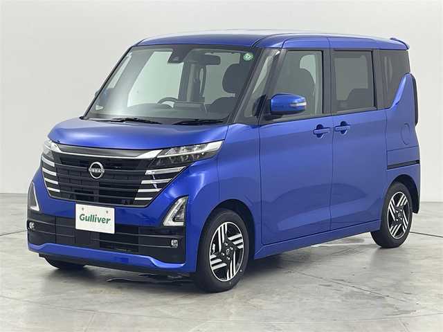 日産 ルークス ハイウェイスター X 福岡県 2024(令6)年 0.3万km オーシャンブルーP 純正９型ナビ（フルセグＴＶ）　/全方位カメラ　/コーナーセンサー　/エマージェンシーブレーキ　/レーンキープ　/アイドリングストップ　/先行車発進お知らせ　/両側電動スライドドア　/純正１４インチＡＷ　/ＬＥＤライト