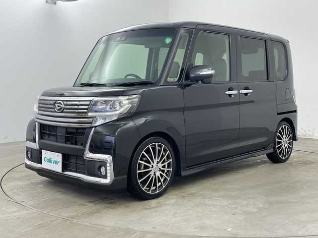 ダイハツ タント カスタム X トップED SA Ⅲ 兵庫県 2017(平29)年 6.1万km ブラックマイカメタリック ・社外ナビ/TV/USB/CD/AM/FM/・バックカメラ/・スマートアシストIII/・衝突回避支援ブレーキ機能/・衝突警報機能/・誤発進抑制制御機能/・ブレーキ制御付誤発進抑制機能/・車線逸脱警報/・路側逸脱抑制機能/・ふらつき警報/・先行車発進お知らせ機能/・オートハイビーム/・片側パワースライドドア/・ステアリングスイッチ/・ファブリック＋ソフトレザー調シート/・社外16インチアルミホイール/・LEDヘッドライト/・フォグランプ/・ETC/・前方ドライブレコーダー/・スマートキー/・取扱説明書/・保証書