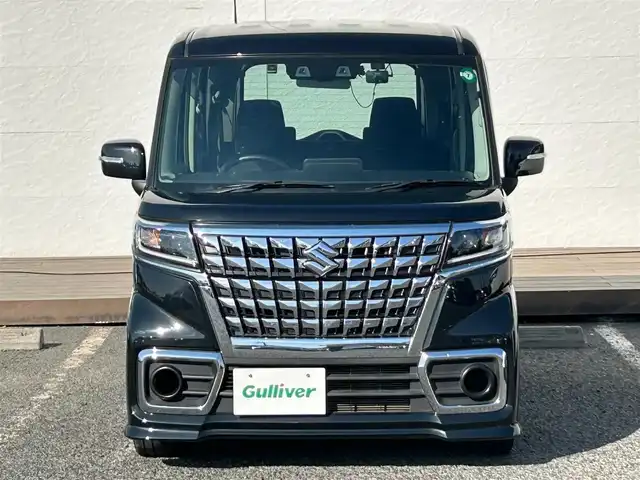 スズキ スペーシア カスタム HYBRID GS 千葉県 2022(令4)年 3.4万km ブルーイッシュブラックパール3 ブリッツ車高調/ケンウッドナビ/（フルセグTV　DVD　Bluetooth接続）/ETC/パワースライドドア/シートヒーター/スマートキー/プッシュスタート/クリアランスソナー/純正フロアマット/LEDヘッドライト/オートライト/ドアバイザー/電動格納ウインカーミラー