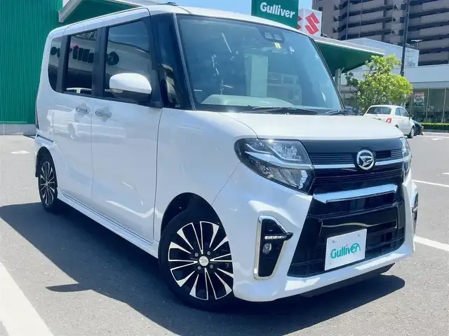 ダイハツ タント カスタム RS セレクション 島根県 2020(令2)年 6.8万km シャイニングホワイトパール 純正ナビ/ CD/DVD再生/SD/BT/フルセグTV/バックカメラ/両側パワースライドドア/ビルトインＥＴＣ/前方ドライブレコーダー/レーダークルーズコントロール/前席シートヒーター/ハーフレザーシート/スマートキー/衝突軽減ブレーキ/レーンアシスト/ＬＥＤヘッドライト/純正フロアマット