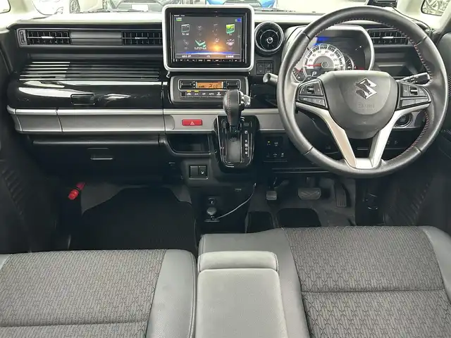 スズキ スペーシア カスタム HYBRID XS ターボ 岡山県 2018(平30)年 8.6万km ピュアホワイトP 登録時走行距離85768km/社外8インチナビ/フルセグTV/(AM.FM.CD.DVD.BT)/両側パワースライドドア/アラウンドビューモニター/バックカメラ/ETC/クリアランスソナー/クルーズコントロール/シートヒーター/衝突軽減ブレーキ/オートライト/15インチ純正AW/純正フロアマット/MTモード付AT/横滑り防止装置/純正エアロ（サイド）/アイドリングストップ