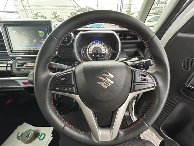 スズキ スペーシア カスタム HYBRID XS ターボ 岡山県 2018(平30)年 8.6万km ピュアホワイトP 登録時走行距離85768km/社外8インチナビ/フルセグTV/(AM.FM.CD.DVD.BT)/両側パワースライドドア/アラウンドビューモニター/バックカメラ/ETC/クリアランスソナー/クルーズコントロール/シートヒーター/衝突軽減ブレーキ/オートライト/15インチ純正AW/純正フロアマット/MTモード付AT/横滑り防止装置/純正エアロ（サイド）/アイドリングストップ