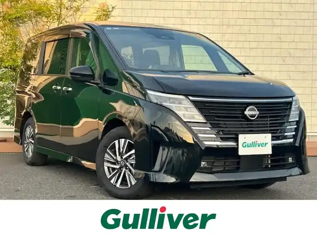 日産 セレナ ハイウェイスター V 茨城県 2025(令7)年 0.1万km ダイヤモンドブラック ディスプレイオーディオ　/BT/AM/FM/AndroidAuto/AppleCarPlay/クルーズコントロール　/ドライブレコーダー　/ＥＴＣ　/コーナーセンサー前後　/ＬＥＤヘッドライト　/オートマチックハイビーム　/プロパイロット　/カーテンエアバッグ　/両側パワースライドドア/オールオートパワーウィンドウ/プッシュスタート/パワーステアリング/純正アルミホイール