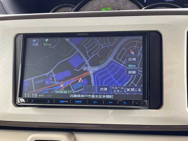 ダイハツ ムーヴ キャンバス G メイクアップ リミテッド　SAⅢ 兵庫県 2022(令4)年 2.2万km パールホワイトⅢ/ナチュラルベージュマイカメタリック 2トーン ・社外ナビ/CD/SD/TV/Bluetooth/・全方位カメラ/・運転席シートヒーター/・両側パワースライドドア/・スマートアシストIII/・衝突軽減ブレーキ/・誤発進抑制機能/・レーンキープアシスト/・オートマチックハイビーム/・ETC/・LEDヘッドランプ/・スマートキー/・アイドリングストップ/・電動格納ミラー/・フォグランプ