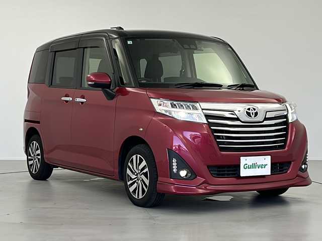 トヨタ ルーミー カスタムG 岐阜県 2020(令2)年 2.4万km ブラックマイカ/マゼンダベリーメタリック 衝突軽減ブレーキ/純正9インチナビ/（CD/DVD/フルセグ/Bluetooth）/バックカメラ/前後コーナーセンサー/両側パワースライドドア/前後ドライブレコーダー/ビルトインETC/ステアリングスイッチ/横滑り防止システム/プッシュスタート/フォグランプ/スマートキー/スペアキー