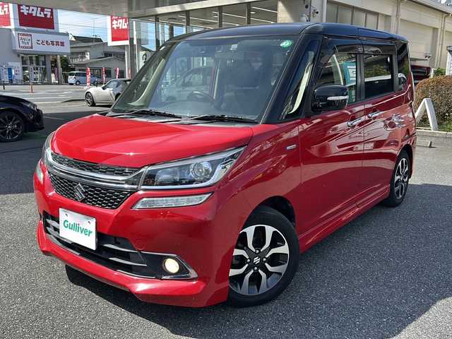 スズキ ソリオ バンディット HV MV 埼玉県 2017(平29)年 7.8万km ファーベントレッド/スーパーブラックパール ワンオーナー/運転席エアバッグ	/助手席エアバッグ	/サイドエアバッグ	/ABS(アンチロックブレーキ)	/前席シートベルトプリテンショナー	/前席シートベルトフォースリミッター	/後席３点式シートベルト	/チャイルドシート固定機構付きシートベルト	/サイドインパクトバー	/ブレーキアシスト	/衝突安全ボディー	採用/EBD（電子制動力配分装置）	/盗難防止システム	/その他安全装備	ESP/クルーズコントロール/本革巻きステアリング