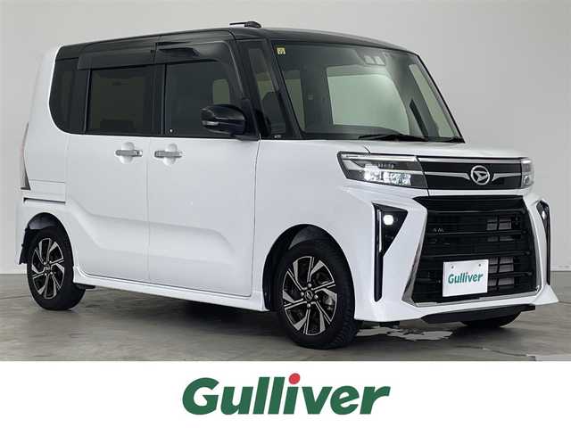 ダイハツ タント カスタム X 埼玉県 2023(令5)年 0.9万km ブラックマイカメタリック/シャイニングホワイトパール 純正9インチスマホ連携ディスプレイオーディオ/ フルセグTV Bluetooth 外部接続端子：USB/HDMI/スマートクルーズパック/レーンキープコントロール/アダプティブクルーズコントロール/スマートアシスト/衝突回避支援ブレーキ機能/衝突警報機能/ブレーキ制御付誤発進抑制機能（前後）/車線逸脱抑制制御機能/車線逸脱警報機能/路側逸脱警報機能/ふらつき警報/ドライブアシストイルミネーション/スマートパノラマパーキングパック/スマートパノラマパーキングアシスト/ステアリングスイッチ（パノラマモニター及び駐車支援用）/ヒーテッドドアミラー/両側パワースライドドア/ビルトインETC2.0/オールシーズンタイヤ（Vector 4Seasons）/純正14インチAW