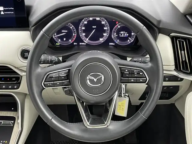 マツダ ＣＸ－６０ XD HV エクスクルーシブモダン 千葉県 2022(令4)年 2.1万km ロジウムホワイトプレミアムメタリック スマートブレーキサポート/・前方検知機能/・右直事故回避アシスト機能/・前進時左右接近物検知機能/・交差点事故回避アシスト機能/・後退時検知機能/・後退時左右接近物検知機能/・降車支援機能付きブラインドスポットモニタリング/・レーンキープアシストシステム/・緊急時車線維持支援/・接近車両検知（前側方／後側方）/純正12.3型センターディスプレイ/・AM/FMラジオ/・BOSEサウンドシステム（12スピーカー）/・Apple CarPlay/・Android Auto/・地デジチューナー/4WD ヒルディセントコントロール/ホワイトレザーシート/・運転席助手席パワーシート/・シートヒーター / エアーシート/パワーバックドア/スマートキー
