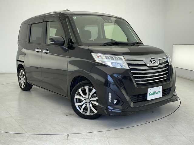ダイハツ トール カスタムG ターボ SAⅢ 千葉県 2020(令2)年 4.6万km ブラックマイカメタリック 衝突軽減ブレーキ/レーンキープアシスト/オートハイビーム/純正ナビ/（フルセグ/Bluetooth/DVD/CD/FA/AM)/バックカメラ/ステアリングスイッチ/革巻きステアリング/ビルトインETC/クルーズコントロール/アイドリングストップ/両側パワースライドドア/スマートキー/スペアキー/プッシュスタート/LEDヘッドライト/オートライト/フォグライト/電動格納ミラー/ウィンカーミラー/純正フロアマット/後席サンシェード/純正サイドバイザー/ISOFIX