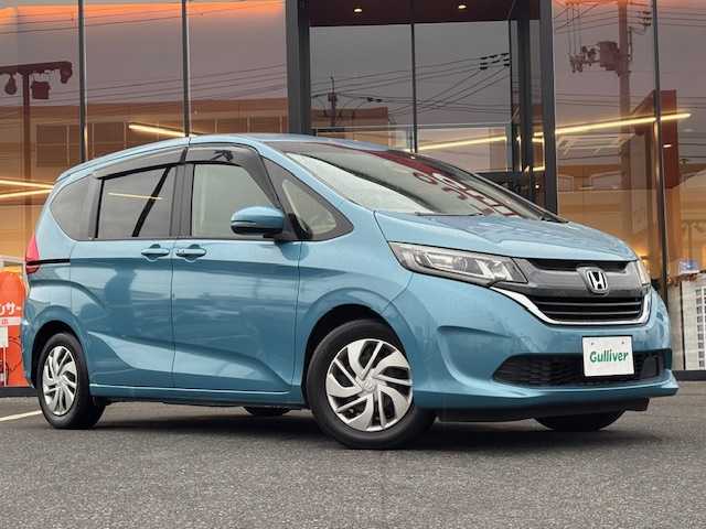 ホンダ フリード G ホンダセンシング 宮城県 2019(平31)年 5.4万km ブルーホライゾンM 登録時走行距離53836km/純正SDナビ/ワンセグTV・CD・DVD・AM・FM・Bluetooth・iPod/両側パワースライドドア/車線逸脱警告/ETC/横滑り防止装置/アイドリングストップ/プッシュスタート/3列シート/フルフラットシート/レーダークルーズコントロール/ステアリングスイッチ/スマホホルダー/純正アルミホイール/ドアバイザー/純正LEDヘッドライト