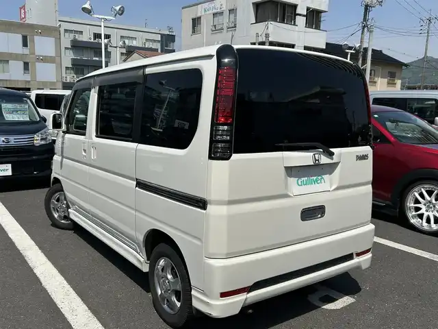 ホンダ バモス L ローダウン 島根県 2008(平20)年 9.9万km プレミアムホワイトパール フルタイム４ＷＤ/社外オーディオ　（カロッツェリア DEH-330）/（ＣＤ/ＡＵＸ/AM・FM）/13インチ純正アルミホイール/両側スライドドア/純正フロアマット/ドアバイザー/フォグランプ