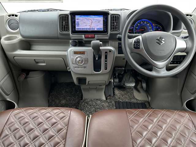 スズキ エブリィ ワゴン PZターボ 福岡県 2016(平28)年 7.7万km ムーンライトバイオレットPM KENWOOD製メモリナビ/　（AM/FM/Bluetooth/フルセグTV）/バックカメラ/スズキセーフティーサポート/・レーダーブレーキサポート/・誤発進制御機能/・エマージェンシーストップシグナル/オートライト/横滑り防止装置/純正14インチアルミホイール/レザー調茶色シートカバー/ETC/リアヒーター/片側パワースライドドア/純正フロアマット/ドアバイザー/電格ミラー/ワイドインナーミラー/プッシュスタート/電源ソケット×1/盗難防止装置/スペアキー×1/保証書/取扱説明書