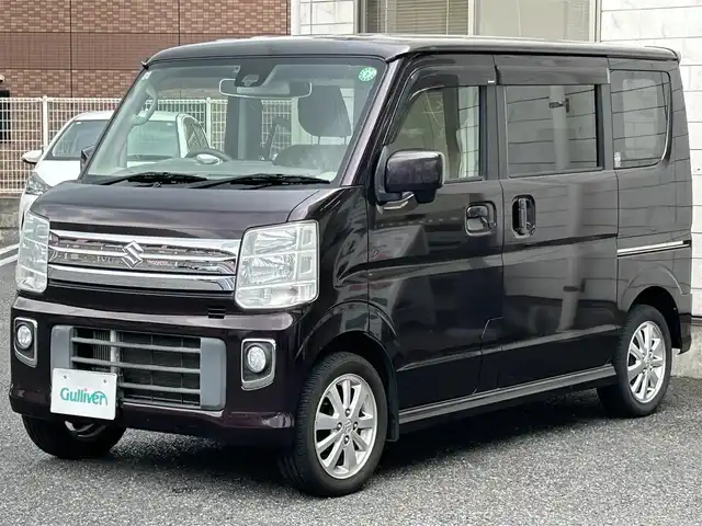 スズキ エブリィ ワゴン PZターボ 福岡県 2016(平28)年 7.7万km ムーンライトバイオレットPM KENWOOD製メモリナビ/　（AM/FM/Bluetooth/フルセグTV）/バックカメラ/スズキセーフティーサポート/・レーダーブレーキサポート/・誤発進制御機能/・エマージェンシーストップシグナル/オートライト/横滑り防止装置/純正14インチアルミホイール/レザー調茶色シートカバー/ETC/リアヒーター/片側パワースライドドア/純正フロアマット/ドアバイザー/電格ミラー/ワイドインナーミラー/プッシュスタート/電源ソケット×1/盗難防止装置/スペアキー×1/保証書/取扱説明書