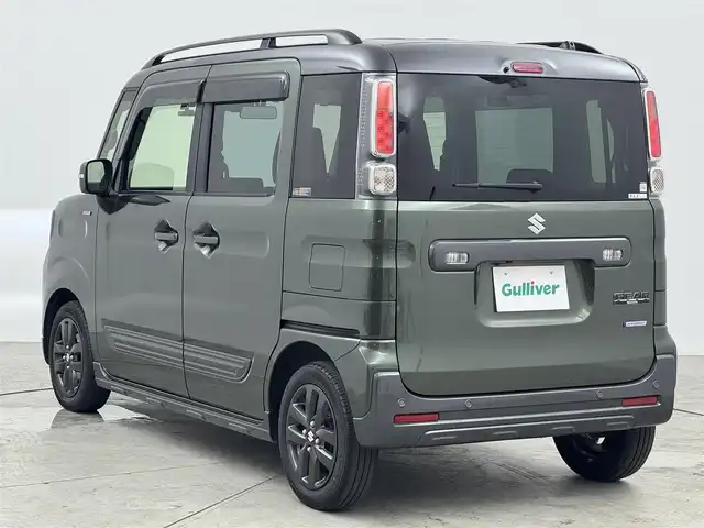 スズキ スペーシア ギア HYBRID XZターボ 愛知県 2022(令4)年 3.8万km クールカーキパールメタリック/ガンメタリック2トーン ターボ搭載/スズキセーフティサポート/　　・デュアルカメラブレーキサポート/　　・アダプティブクルーズコントロール/　　・誤発進抑制機能/　　・車線逸脱警報機能/　　・標識認識機能/ヘッドアップディスプレイ/ケンウッド製８インチ彩速ナビ/　　・CD/DVD/BT/フルセグ/バックカメラ/ドライブレコーダー/ビルトインETC/本革巻ステアリングリモコン/シートヒーター（前席）/両側パワースライドドア/ルーフレール/純正LEDヘッドライト/フォグランプ