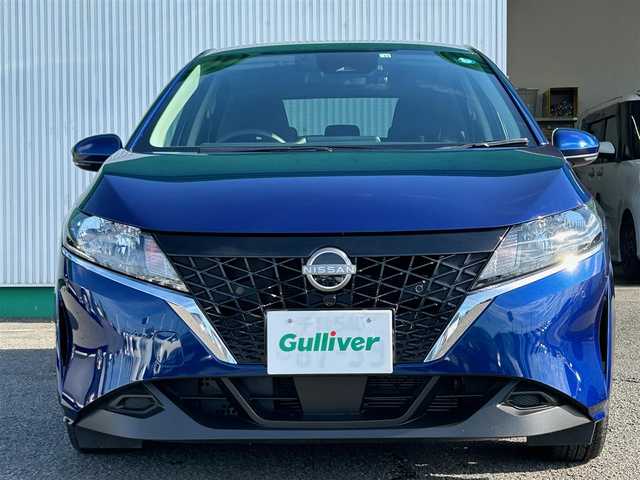 日産 ノート X 徳島県 2022(令4)年 0.2万km オーロラフレアブルーパール 純正メーカーナビ/・フルセグ/BT/USB/HDMI/AppleCarPlay/インテリジェントキー/プッシュスタート /ＥＴＣ/エマージェンシーブレーキ/ヘッドライトレベライザー/純正フロアマット/ステアリングリモコン
