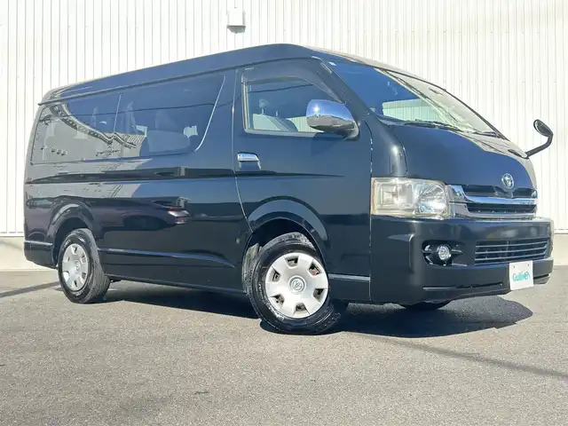 トヨタ ハイエース GL ロング 群馬県 2009(平21)年 8.9万km ブラックマイカ 純正HDDナビ（NHDT-W58）/　CD/DVD/SD/HDD/AUX/ワンセグTV/ETC/レーダー探知機ZERO300V/AC100V/片側パワースライドドア/電動格納ミラー/ライトレベライザー/リモコンキー/純正フロアマット/純正ドアバイザー/保証書/取扱説明書