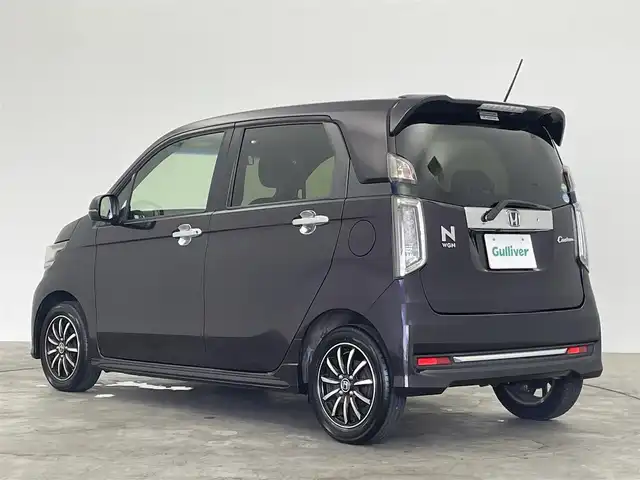 ホンダ Ｎ ＷＧＮ カスタム G ターボパッケージ 群馬県 2016(平28)年 7.3万km プレミアムベルベットパープル・パール ワンオーナー　社外８型ナビ　Ｂモニター　クルコン　パドルシフト　ビルトインＥＴＣ　オートライト　Ｈ．Ｉ．Ｄ　ＬＥＤフォグ　電格ミラー　プッシュスタート　スマートキー　スペアキー　純正アルミホイール