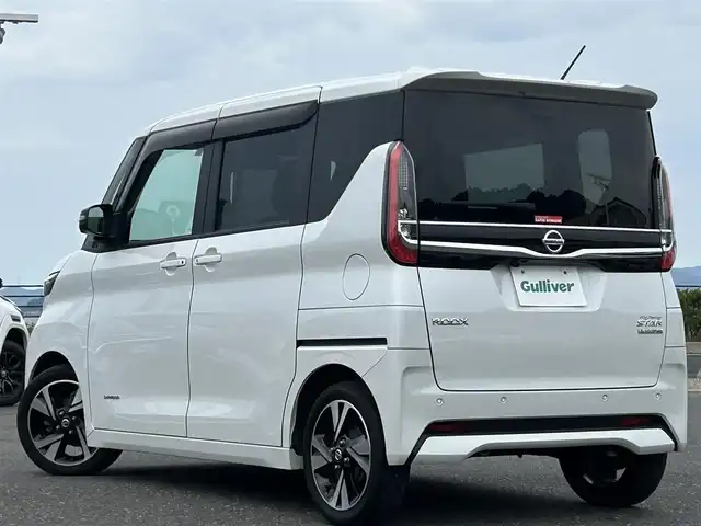 日産 ルークス HWS Gターボ プロパイロットED 島根県 2022(令4)年 4.8万km ホワイトパール 登録時走行距離47797km/純正ディスプレイオーディオ（Andoroid Auto/Apple CarPlay/Bluetooth Audio/FM/AM）/全周囲カメラ/バックカメラ/フロントカメラ/サイドカメラ/アイドリングストップ/レーダークルーズコントロール/両側パワースライドドア/コーナーセンサー/純正AW/LEDオートライト/ウィンカーミラー/ドアバイザー/プッシュスタート/スマートキー/ETC