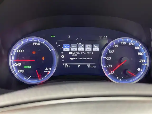 トヨタ クラウン ハイブリッド RS アドバンス Four 福井県 2019(平31)年 5.6万km プレシャスブラックパール ４WD/純正ナビゲーション/【AM/FM/CD/DVD/Bluetooth/フルセグTV】/【USB/AUX】/全方位カメラ/ETC/クルーズコントロール（追従有）/車線逸脱警報機能/衝突軽減ブレーキ/プッシュスタート/スマートキー/スペアキー/オートライト/LEDヘッドライド/取扱説明書/新車時保証書