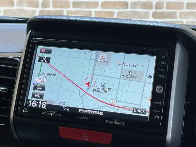 ホンダ Ｎ ＢＯＸ カスタム G Lパッケージ 岩手県 2012(平24)年 10.5万km クリスタルブラックパール ４WD/左側パワースライドドア/両側イージークローザードア/横滑り防止装置/アイドリングストップ/ヒルスタートアシスト/フルオートエアコン/ヒーテッドドアミラー/チップアップリヤシート/純正ナビ/（CD/DVD/フルセグ/SD/HDD）/ステアリングスイッチ/バックカメラ/ETC/オートライト/HIDヘッドライト/フォグライト/社外14インチアルミホイール