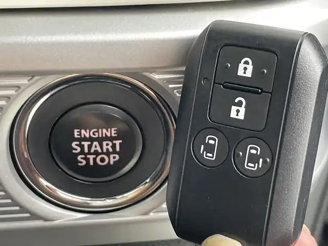 スズキ スペーシア HYBRID X 愛知県 2021(令3)年 5万km ブルーイッシュブラックパール3 禁煙車/7インチナビ（AM/FM/Bluetooth/CD/DVD）/バックカメラ/デュアルカメラブレーキサポート/衝突軽減ブレーキ/レーンキープアシスト/両側パワースライドドア/シートヒーター/スマートキー/プッシュスタート/電動格納ミラー/オートライト/アイドリングストップ/純正フロアマット