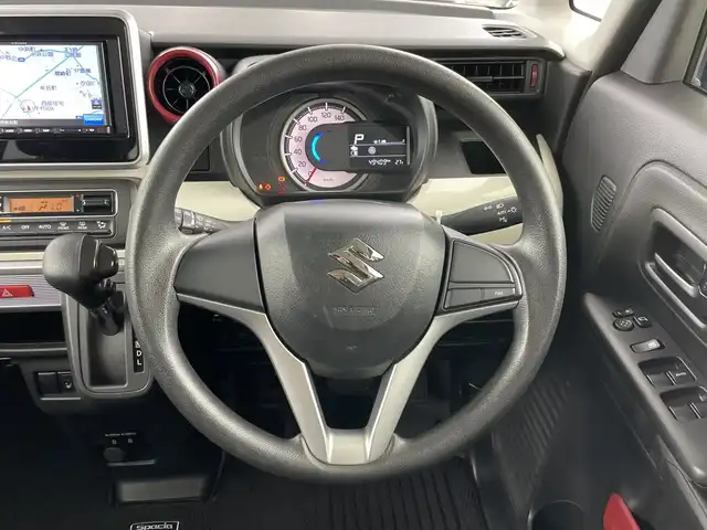 スズキ スペーシア HYBRID X 愛知県 2021(令3)年 5万km ブルーイッシュブラックパール3 禁煙車/7インチナビ（AM/FM/Bluetooth/CD/DVD）/バックカメラ/デュアルカメラブレーキサポート/衝突軽減ブレーキ/レーンキープアシスト/両側パワースライドドア/シートヒーター/スマートキー/プッシュスタート/電動格納ミラー/オートライト/アイドリングストップ/純正フロアマット
