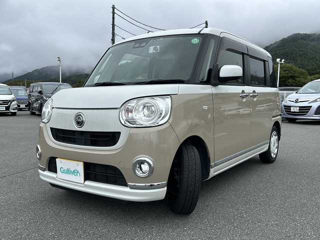 ダイハツ ムーヴ キャンバス G メイクアップ SA Ⅲ 山梨県 2017(平29)年 14.5万km パールホワイトⅢ/ナチュラルベージュマイカメタリック 2トーン 4WD/両側パワースライドドア/純正ナビ/バックカメラ/BT/CD/DVD//ドラレコ/アイドリングストップ/純正フロアマット/ステアリングリモコン/オートライト/オートマチックハイビーム/スマートキー/スペアキー1本/ETC