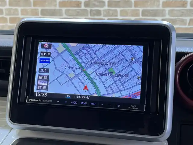 スズキ スペーシア HYBRID X 岩手県 2018(平30)年 11.3万km オフブルーメタリック/ホワイト2トーン ４WD/２トーンフールパッケージ/アップグレードパッケージ/ルーフレール/両側パワースライドドア/スリムサーキュレーター/両側パワースライドドア/デュアルセンサーブレーキサポート/車線逸脱警報/誤発進抑制機能/リヤパーキングセンサー/ハイビームアシスト/横滑り防止装置/アイドリングストップ/ロールサンシェード/前席シートヒーター/社外ナビ/フルセグTV/ETC/LEDヘッドライト/純正１４インチアルミホイール