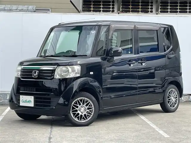ホンダ Ｎ ＢＯＸ G Lパッケージ 青森県 2012(平24)年 9.6万km クリスタルブラックパール フルフラットシート/片側パワースライド/社外CDオーディオ/横滑り防止機能/アイドリングストップ/盗難防止機能/パワーステアリング/ステアリングスイッチ/ベンチシート/センターコンソール/電格ミラー/ドアバイザー/保証書/取扱説明書