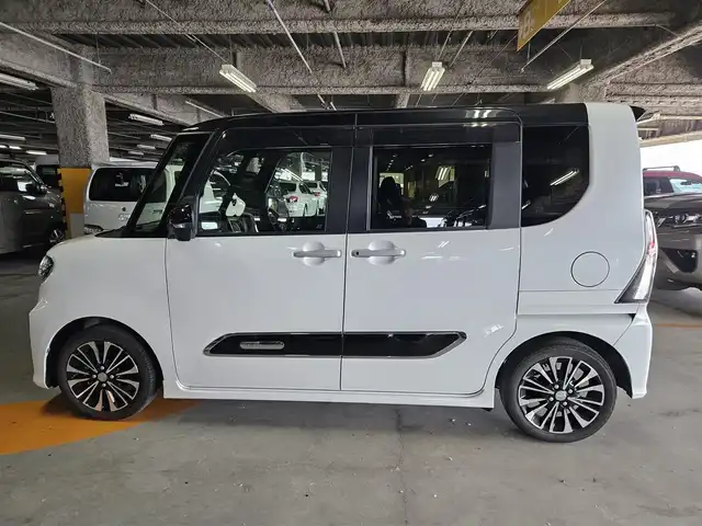 ダイハツ タント カスタム RS セレクション 島根県 2020(令2)年 7.9万km ブラックマイカメタリック/シャイニングホワイトパール ワンオーナー/純正9型ディスプレイオーディオ/フルセグTV/両側パワースライドドア/パノラマモニター/ビルトインETC/ドライブレコーダー/アダプティブクルーズコントロール/コーナーセンサー/スマートアシスト/・衝突被害軽減ブレーキ/・車線逸脱防止支援/・先行車発進お知らせ/・標識認識/・アダプティブドライビングビーム/IC付ターボ/LEDヘッドランプ/LEDフロントフォグランプ/革巻きステアリング/ハーフレザーシート/前席シートヒーター/純正15インチアルミホイール/スマートキー/プッシュエンジンスタート/禁煙車