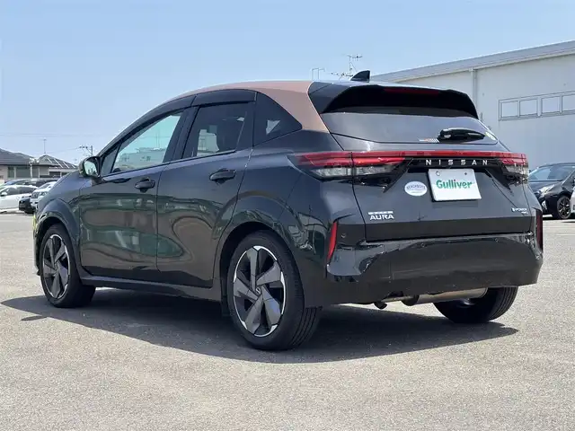 日産 オーラ G FOUR レザーエディション 大分県 2021(令3)年 1.5万km ミッドナイトブラック/サンライズカッパー ・純正ナビ(BT.USB.appleCarPlay.HDMI)/・フルセグテレビ/・アラウンドビューモニター/・プロパイロット/・エマージェンシーブレーキ/・BOSE/・コーナーセンサー/・ドライブレコーダー/・ETC 2.0/・シートヒーター/・ステアリングヒーター/・オートハイビーム/・置くだけ充電/・デジタルインナーミラー